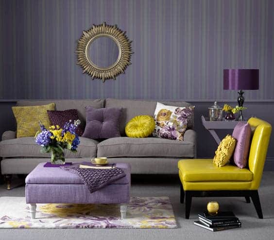 Resultado de imagem para decoraÃ§Ã£o casa Roxo e amarelo