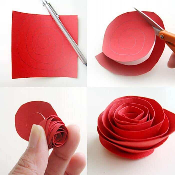 imagem mulher ensinando fazer uma rosa de papel