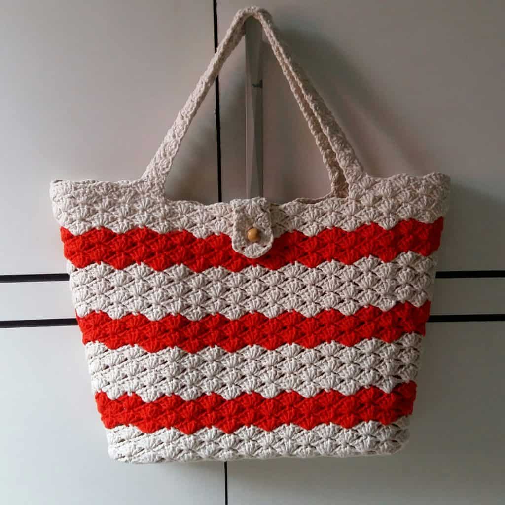 Bolsa em crochê tunisiano