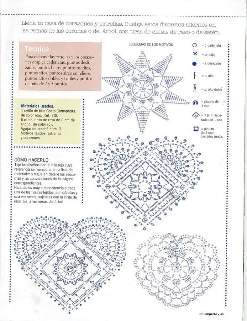 gráfico crochê tunisiano: motivos