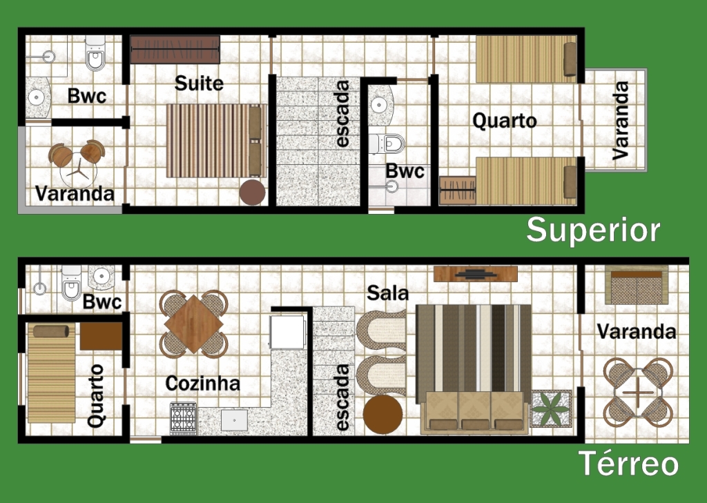 Layout de uma casa duplex