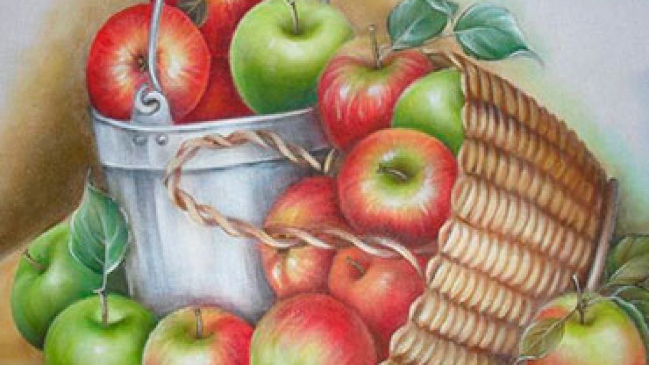 pintura em tecido de flores e frutas