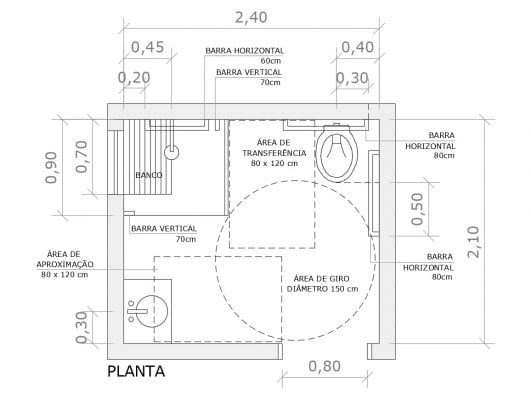 Banheiro PNE para cadeirante