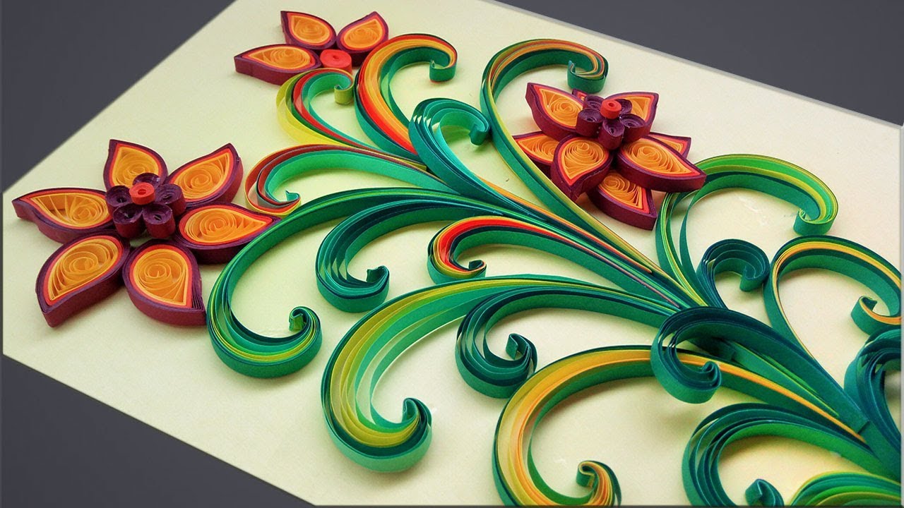 flores coloridas em quilling