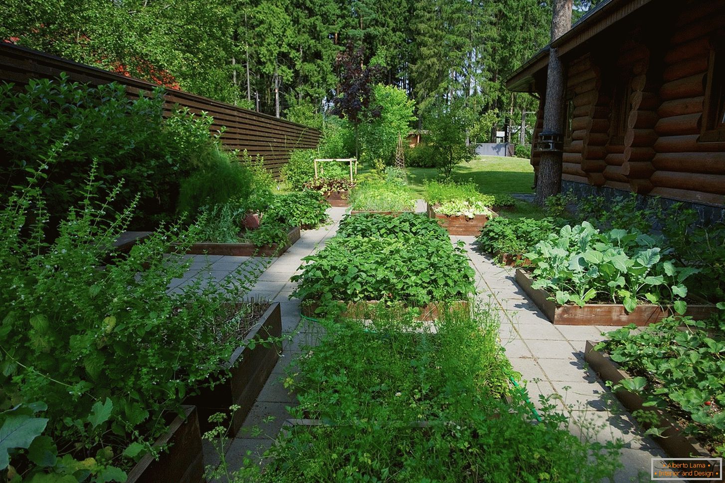 Jardim moderno em forma de hortas