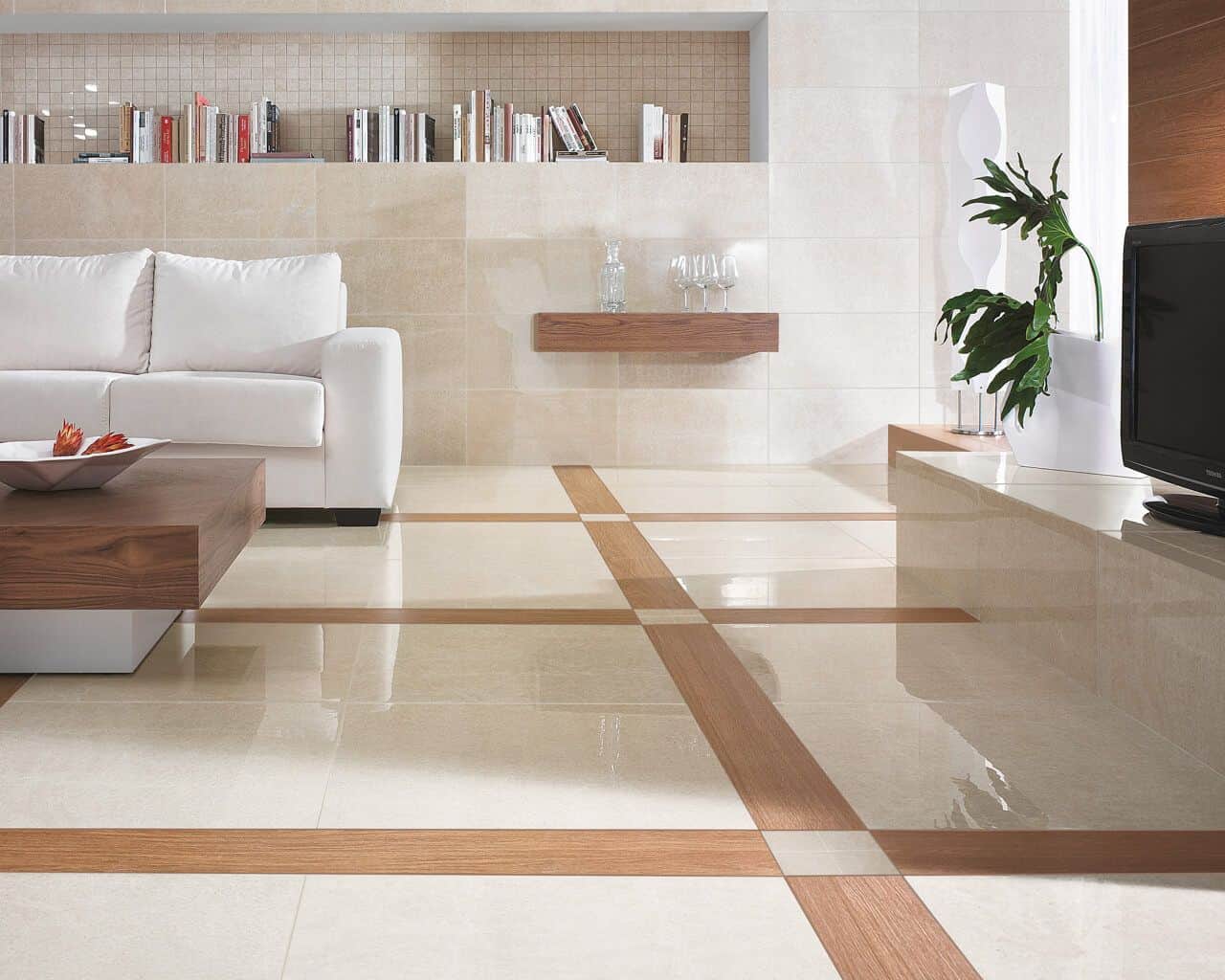 marble crema marfil na sala