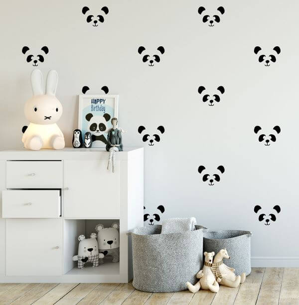 Parede com Stencil de pandas